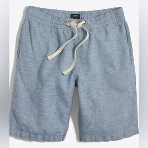J. Crew Factory 9 Inch Blue Linen Cotton Drawstring Stadium Shorts. Large.